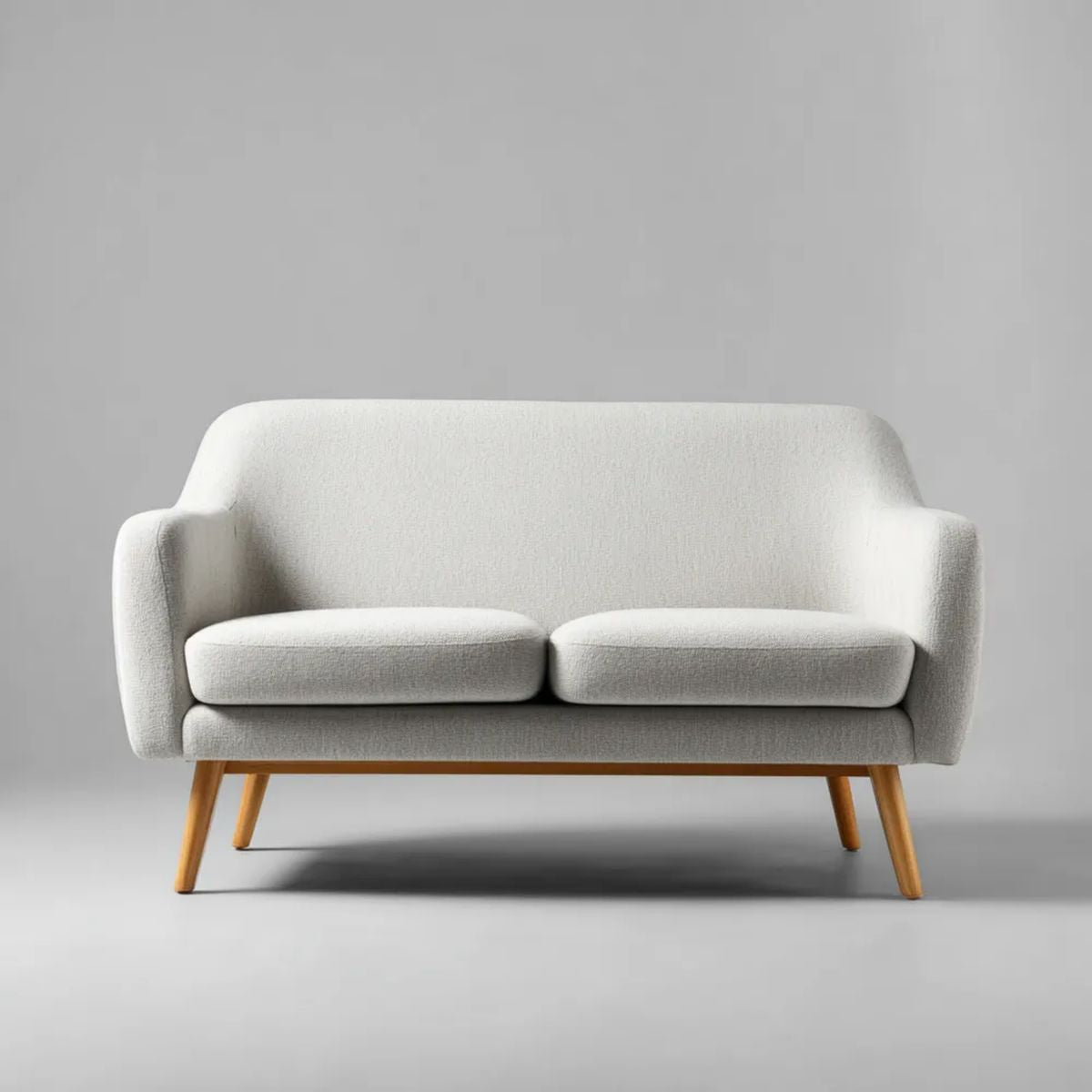 Dwuosobowa sofa jasnoszara z tapicerką poliestrową 140 × 78 × 82 cm