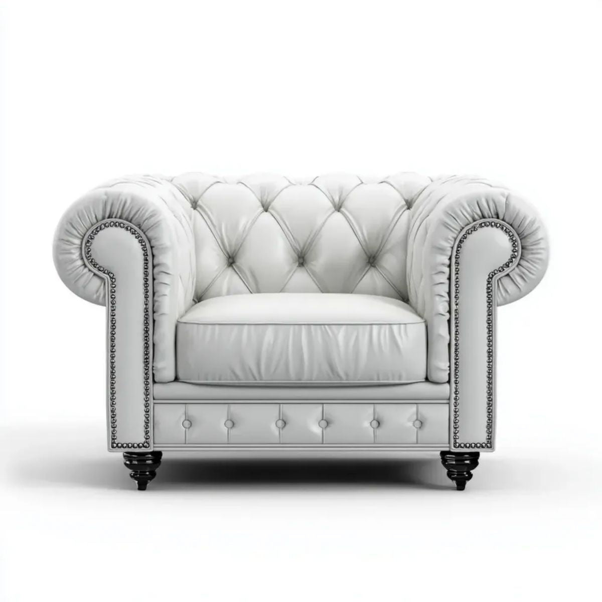 Fotel Chesterfield biały z tapicerką z ekoskóry PU 115 x 95 x 78 cm