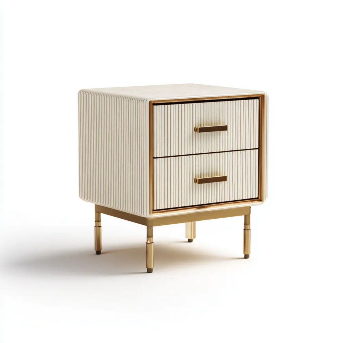Kremowa szafka nocna MDF i stal z 2 szufladami, 50 x 40 x 55 cm