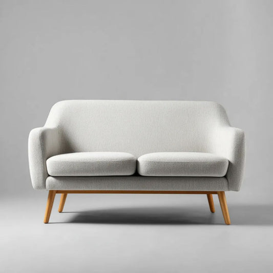 Dwuosobowa sofa jasnoszara z tapicerką poliestrową 140 × 78 × 82 cm