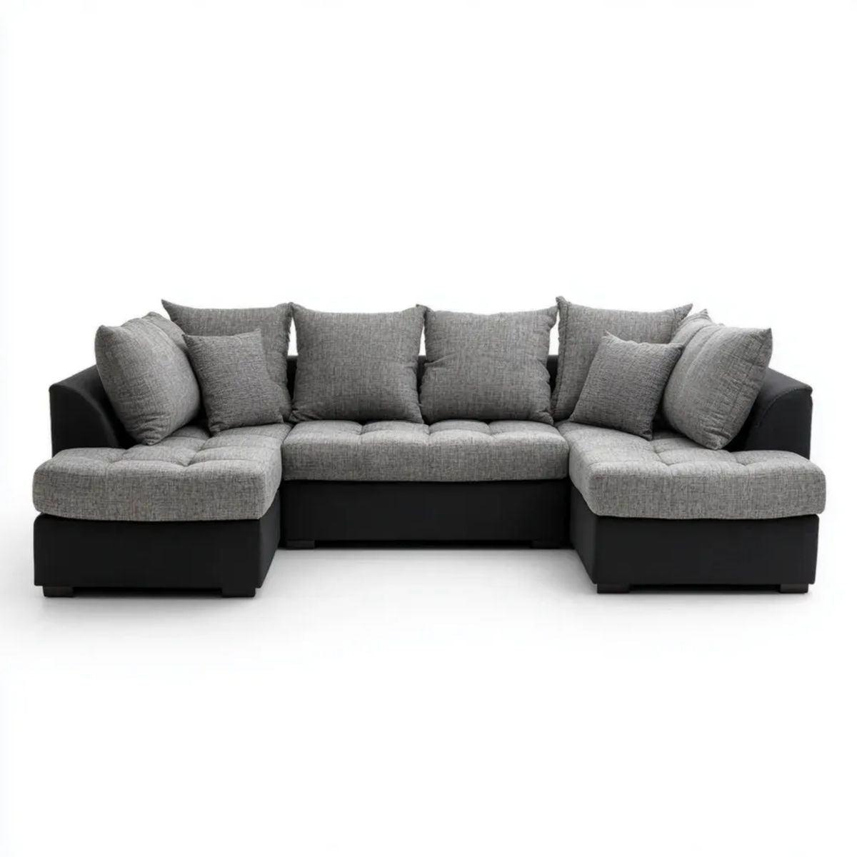 Modułowa sofa w kształcie U szara i czarna z tapicerką poliestrową 330 x 200 x 85 cm