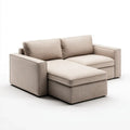 Beżowa sofa 2-osobowa z lewostronnym szezlongiem z tkaniny, 230 × 160 × 85 cm, kształt L