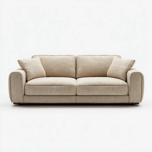 Sofa dwuosobowa beżowa z tapicerką poliestrową 190 × 88 × 86 cm