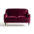 Dwuosobowa sofa z aksamitu, bordowa/czarna/złota, 150 x 85 x 88 cm