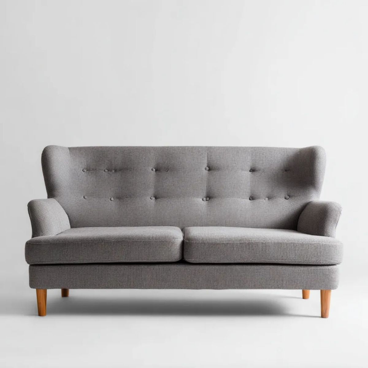 Dwuosobowa sofa tapicerowana z poliestru, szara, 190 x 85 x 92 cm