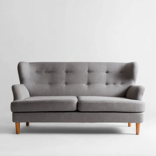 Dwuosobowa sofa tapicerowana z poliestru, szara, 190 x 85 x 92 cm