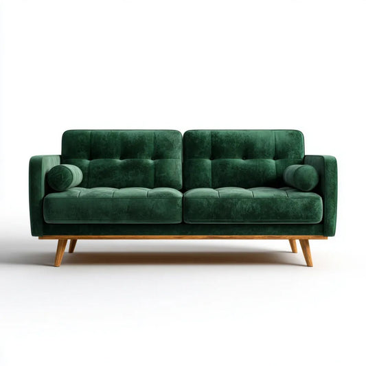 Sofa 2-osobowa zielona z aksamitu 180 x 82 x 85 cm