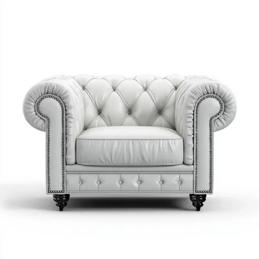 Fotel Chesterfield biały z tapicerką z ekoskóry PU 115 x 95 x 78 cm