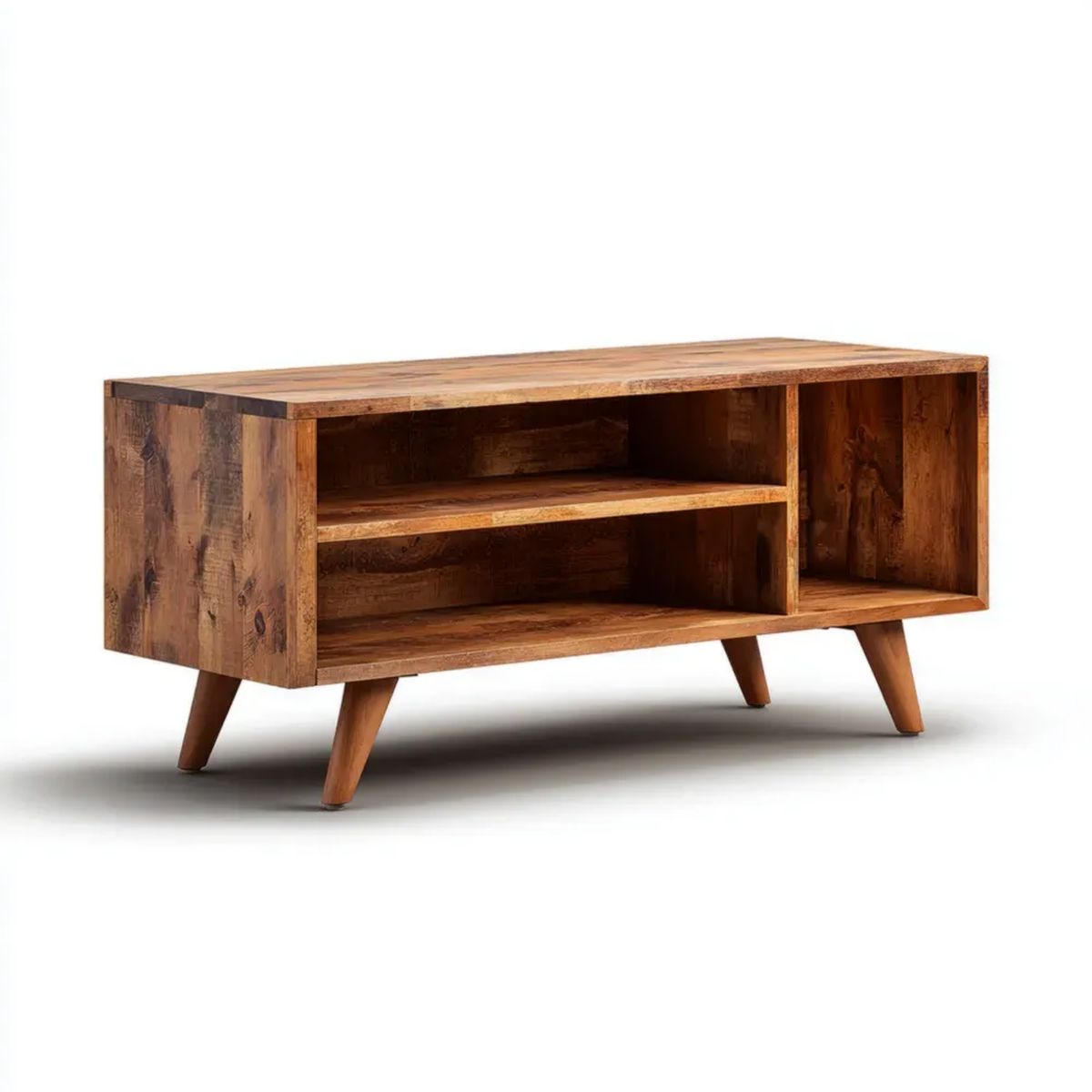 Brązowa drewniana szafka RTV z litego drewna mango, 120 × 30 × 40 cm
