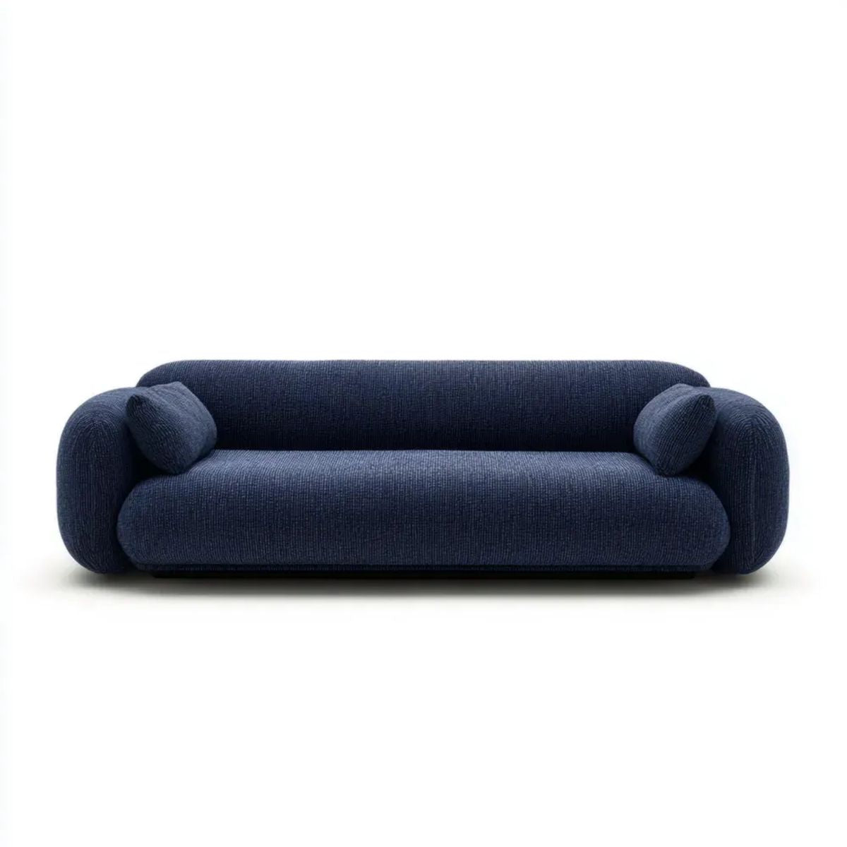 Trzyosobowa sofa z poliestru, granatowa, 220 × 95 × 75 cm