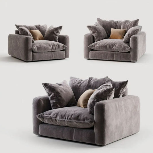 Fotel wypoczynkowy szary z weluru poliestrowego 115 x 100 x 78 cm