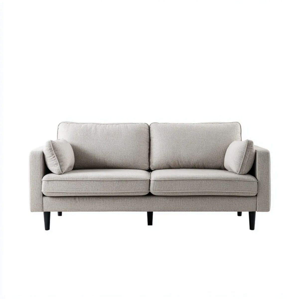 Sofa dwuosobowa z tapicerką poliestrową, jasnoszara/czarna, 160 × 85 × 86 cm